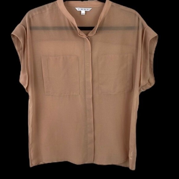 Cabi By Anthropologie Top Cabichai Tea Sheer 970 Cap Sleeve Blouse Medium - Picture 2 of 13